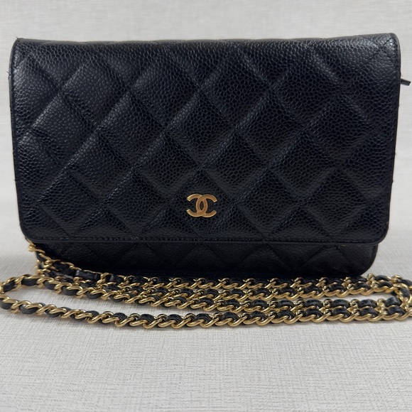 Chanel Wallet on a Chain (COA) in Black Caviar Leather w/Entrupy & Auth. Card - Picture 1 of 6